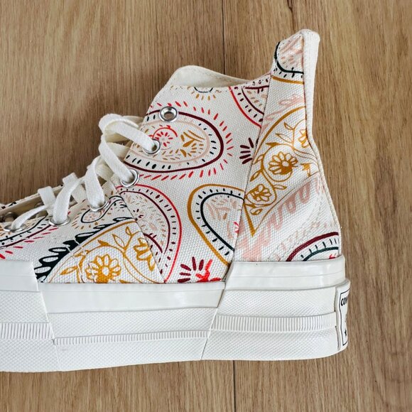 ⭐Converse Chuck 70 Plus Hi 10 Womens Shoes Beige Floral Paisley Sneakers A08172C - Picture 10 of 11
